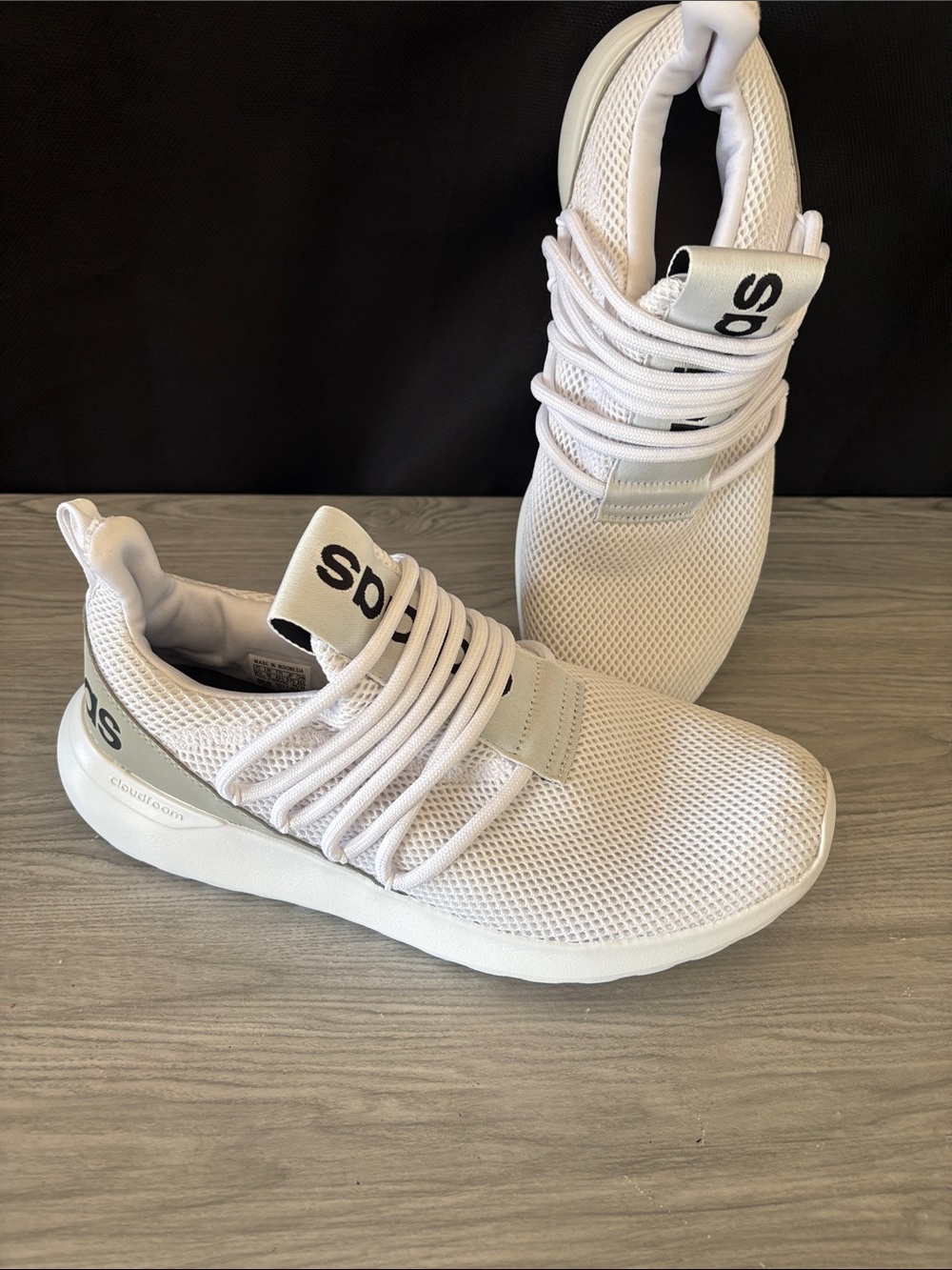 adidas White Mesh Athletic Sneakers with Elastic Laces